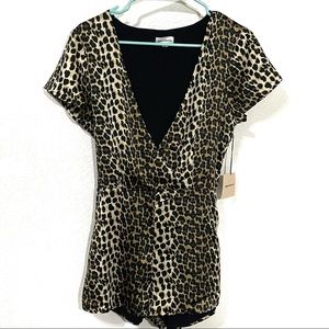 NWT Super down Revolve Brand Cheetah Mini Jumpsuit Size Small